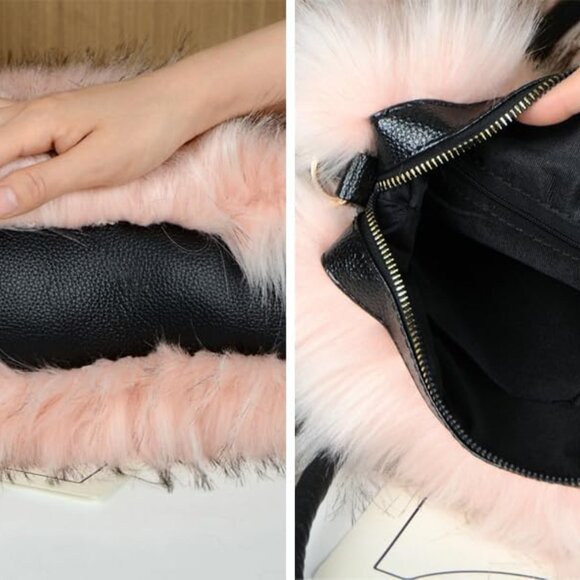 Furry Faux Fur Tote Bag Large Capacity Soft Fluffy Handbag for Women - Picture 7 of 7